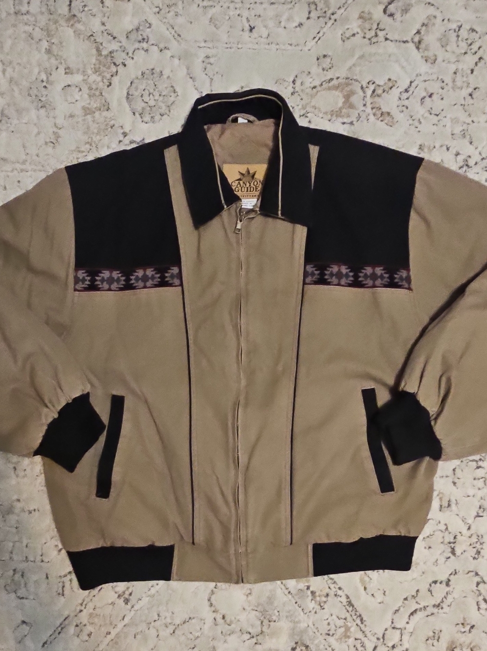 Vintage 90s Canyon Guide Outfitters Southwestern Aztec Canvas Bomber Jacket L